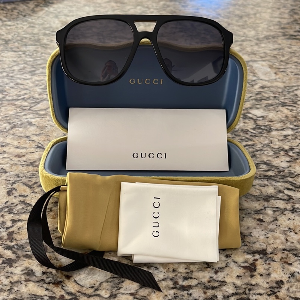 Gucci Logo Embellished Acetate Aviator Sunglasses